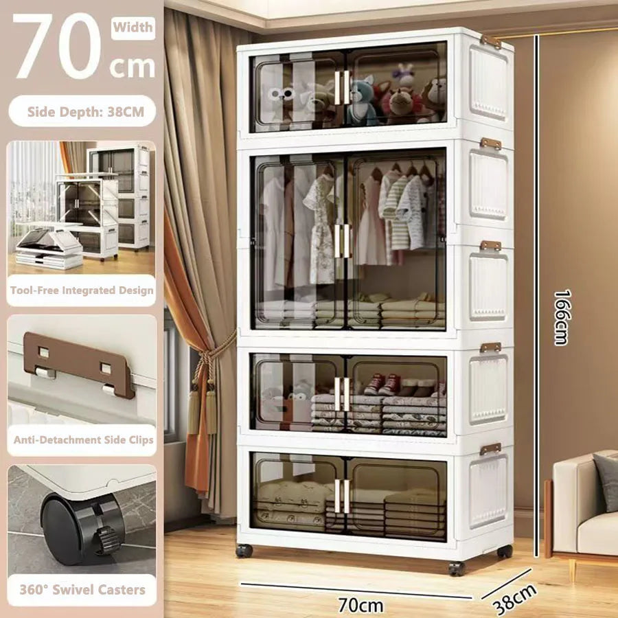 Folding Storage Cabinet - Multi-Use Organizer for Home & Kitchen