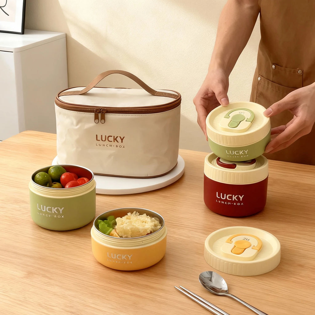 Insulated Bento Lunch Box - Double Layer Leak-Proof Container