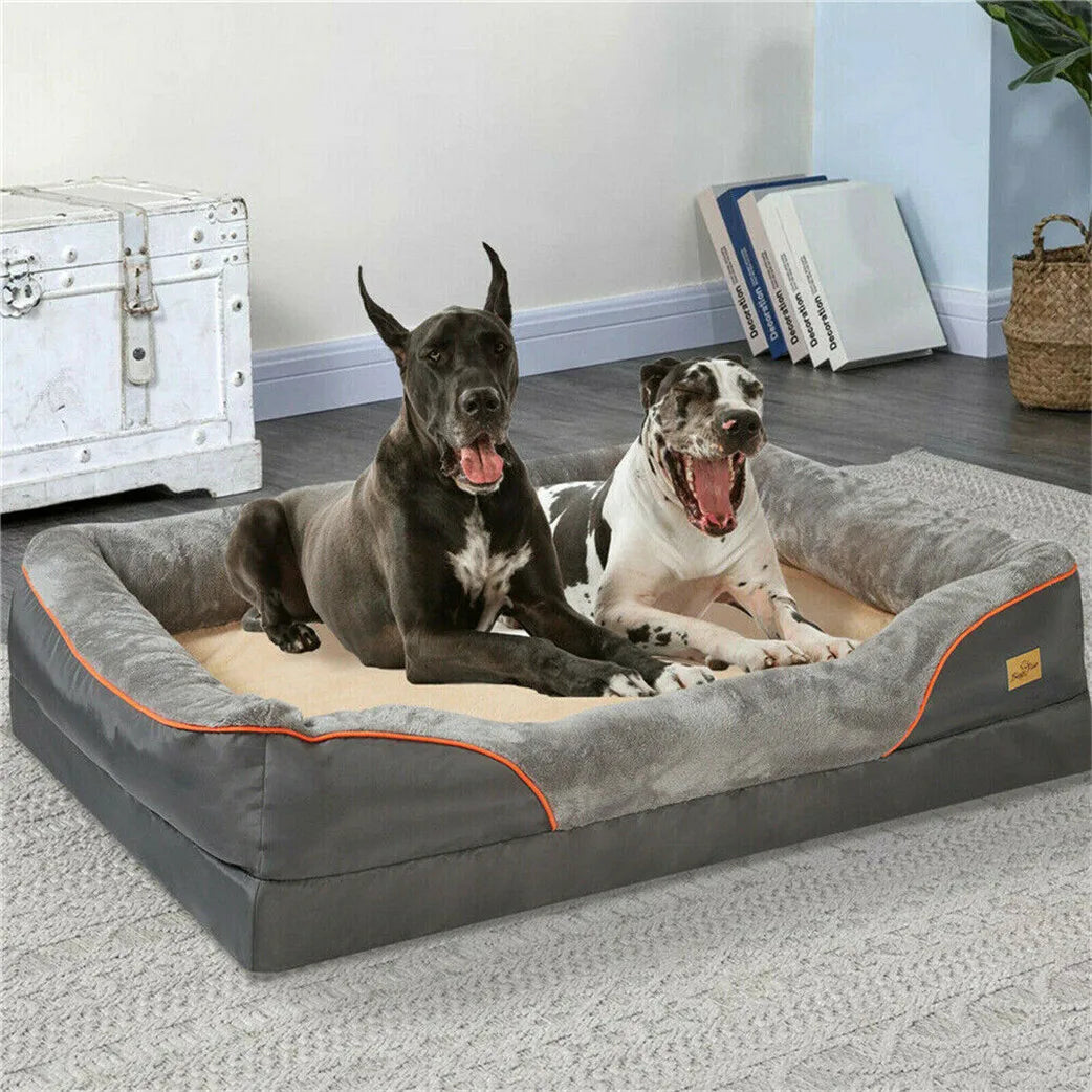 Jumbo Orthopedic Dog Bed - Waterproof Memory Foam Pet Sofa with Bolster