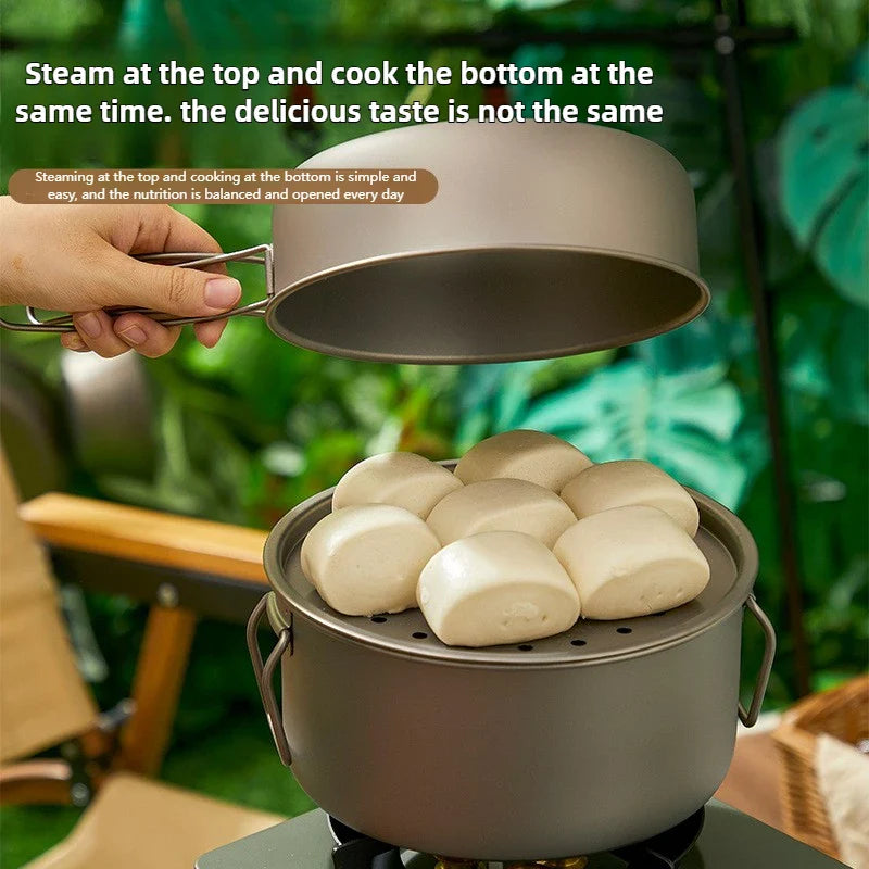 Ultra-Light Titanium Camping Pot Set - Portable & Foldable Gear