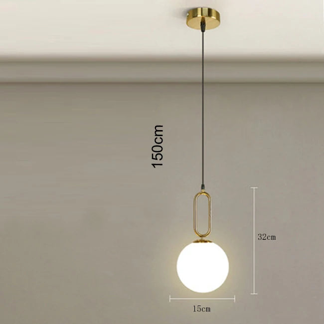 Modern Nordic Glass Ball Pendant Light - Elegant Brass & Black Design