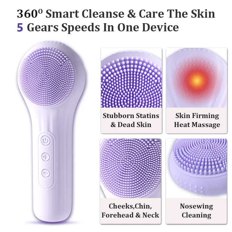 VIMYSHOW Sonic Waterproof Facial Cleansing Brush - Rechargeable & Exfoliating