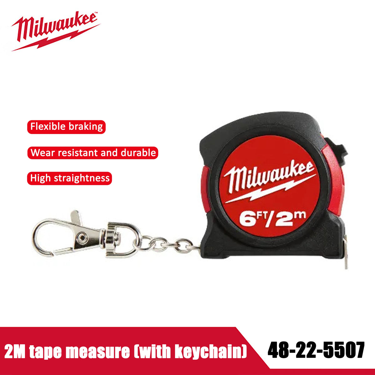 Milwaukee 2M Mini Tape Measure - Compact & Durable with Keychain