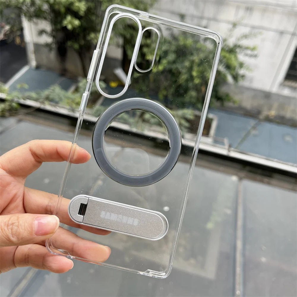 Samsung Clear Magnetic Phone Case with Kickstand for Galaxy S26/S25