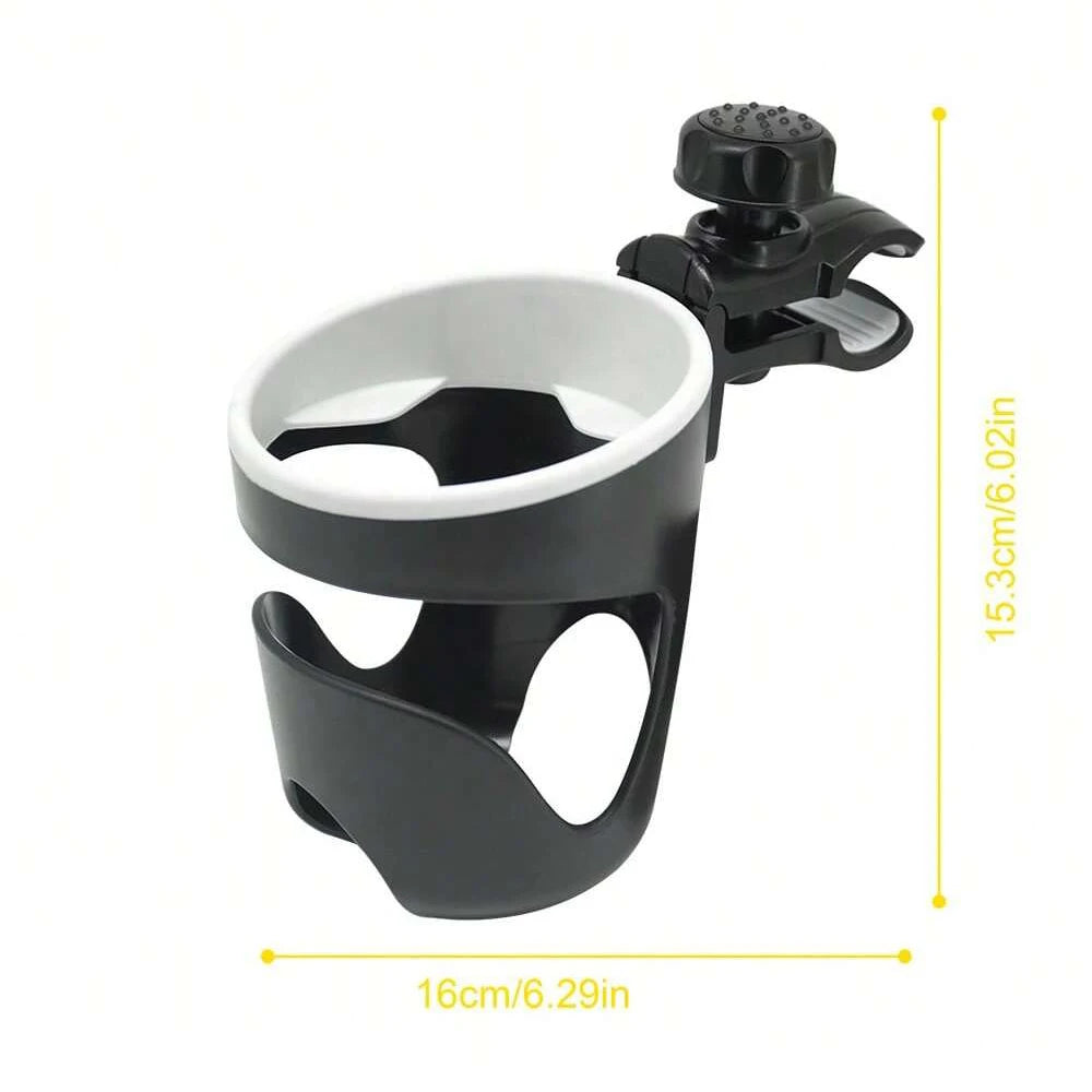 Adjustable Stroller Cup Holder with Clip & Phone Holder - 360° Rotating