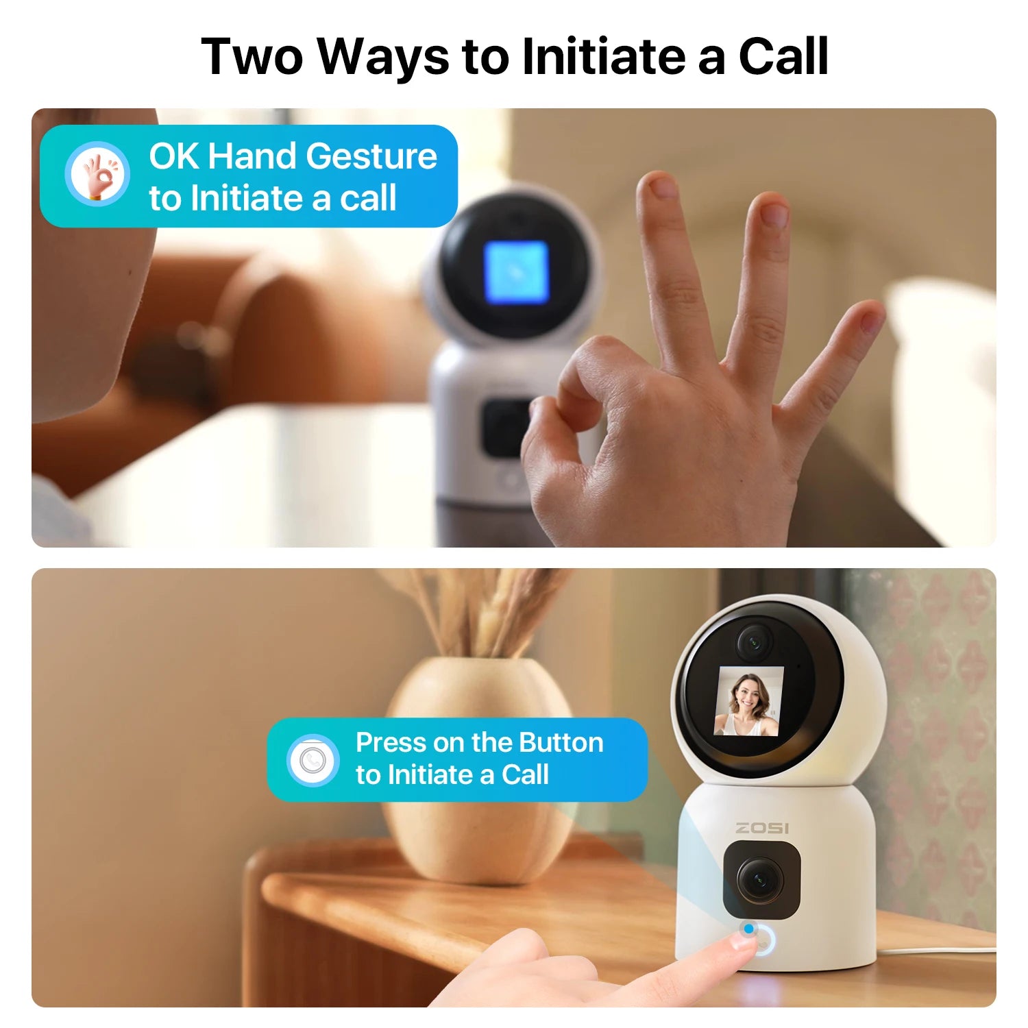 ZOSI 360° Smart Home Security Camera with Auto Tracking & Night Vision