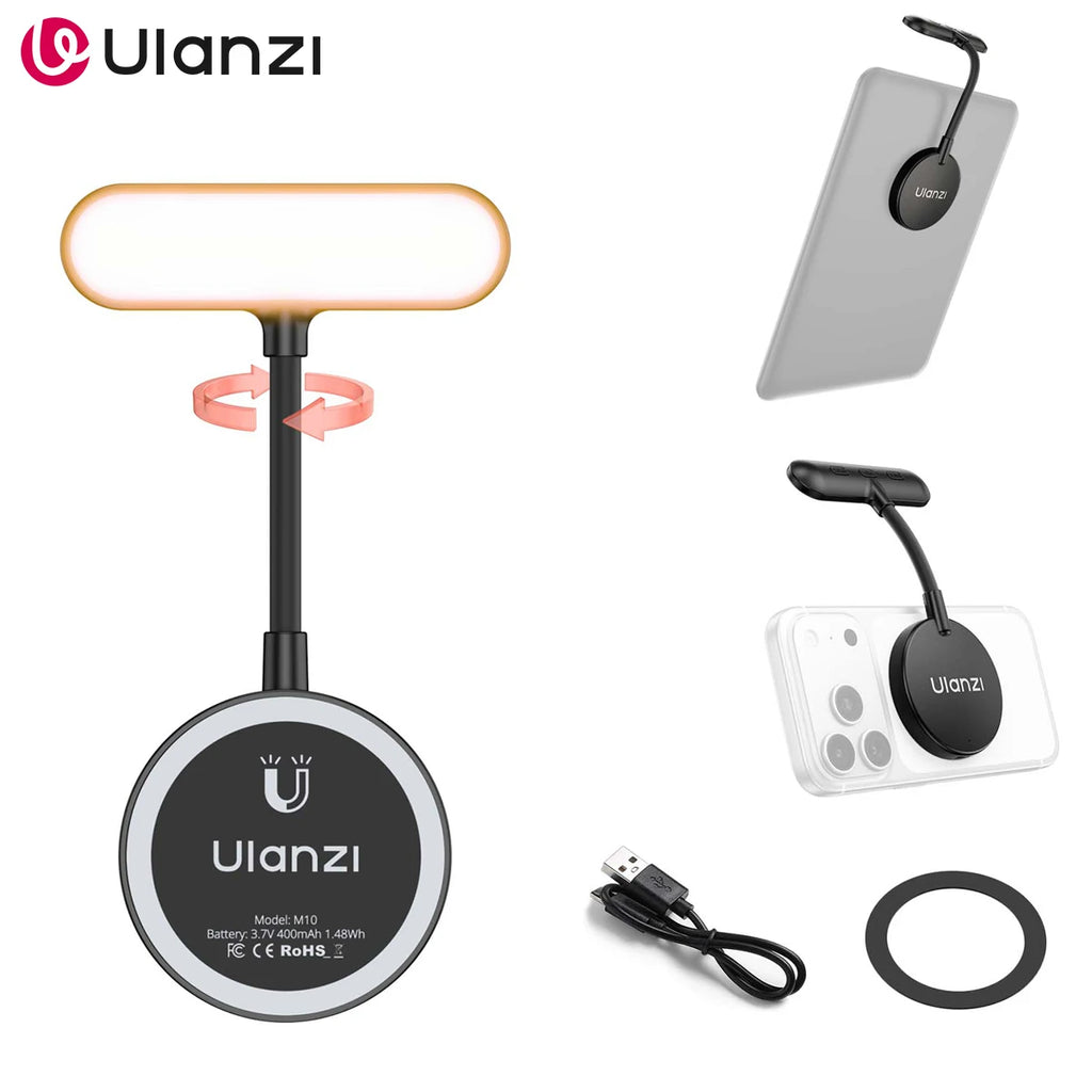 Ulanzi M10 Magnetic LED Selfie Light - Flexible & Rechargeable