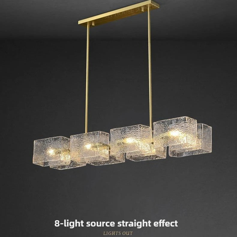 Elegant E14 Chandelier - Luxurious Copper & Textured Glass Design