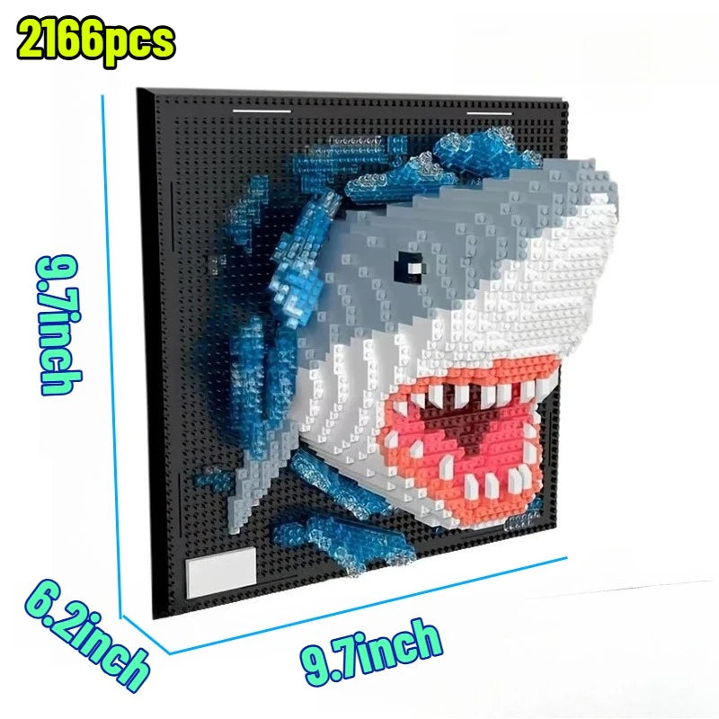 3D Animal DIY Building Block Art Set - Sharks, Eagles & Pandas