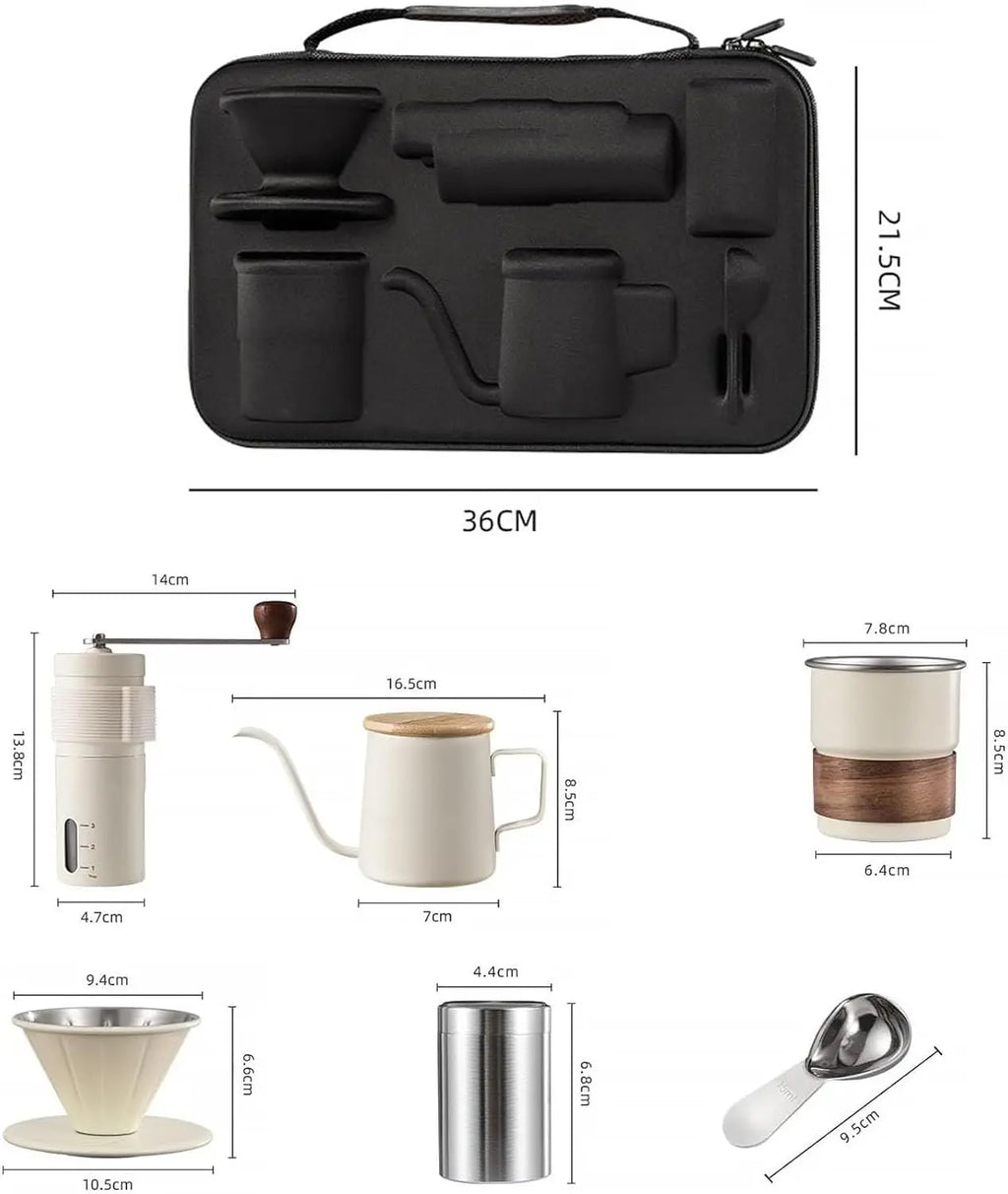 Portable Hand Coffee Maker Set for Camping & Travel - 6-Piece Kit