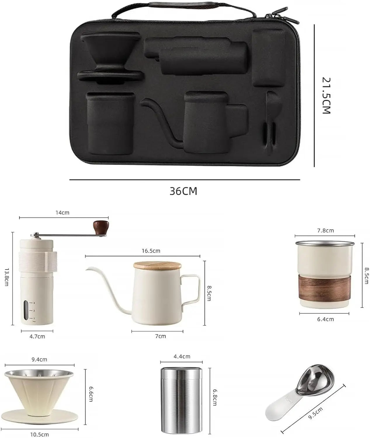 Portable Hand Coffee Maker Set for Camping & Travel - 6-Piece Kit