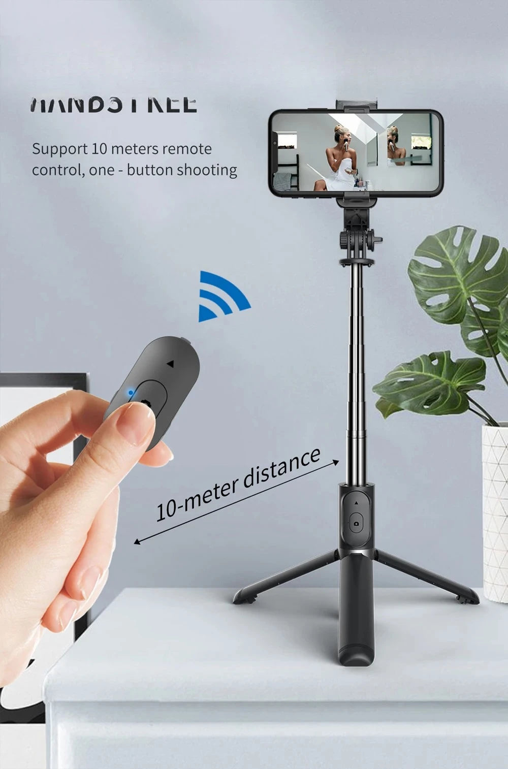 Bluetooth Selfie Stick Tripod with Remote & LED Light for Smartphones