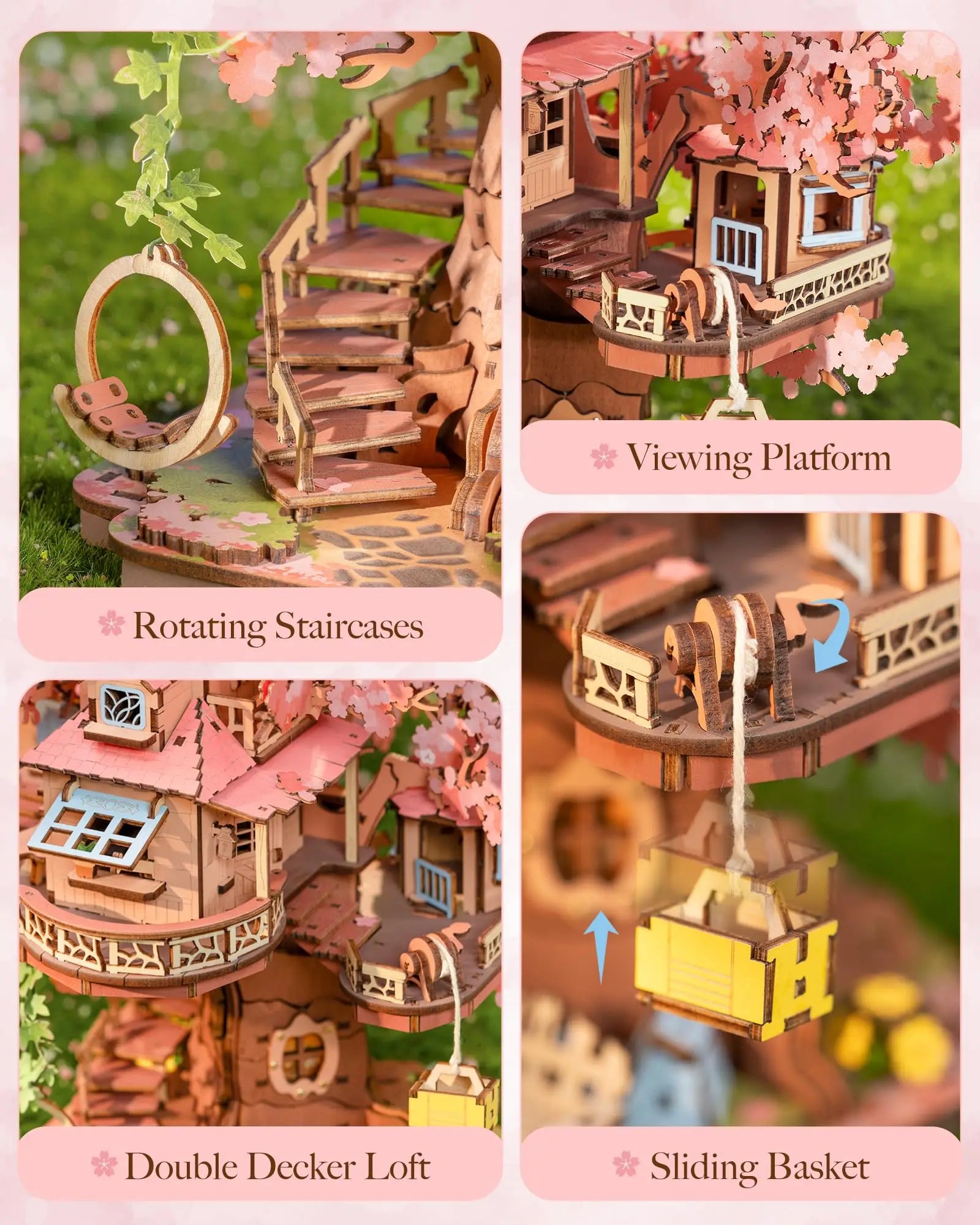 Robotime Sakura Tree House 3D Wooden Puzzle - DIY Decorative Model