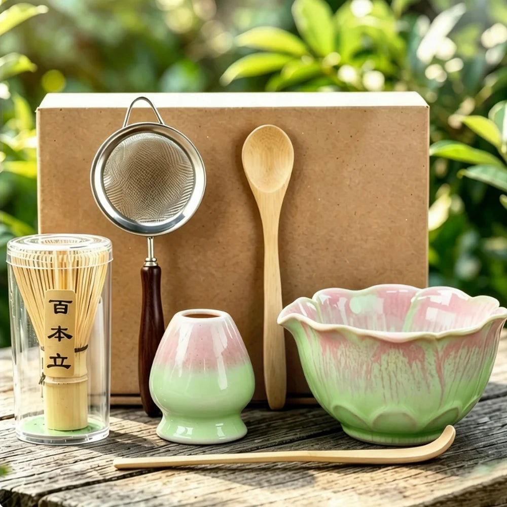 6PCS Elegant Japanese Matcha Tea Set - Bowl, Whisk & Scoop Tools