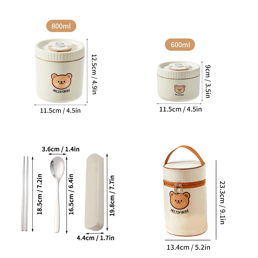 Cute Portable Thermal Stainless Steel Lunch Box for Kids