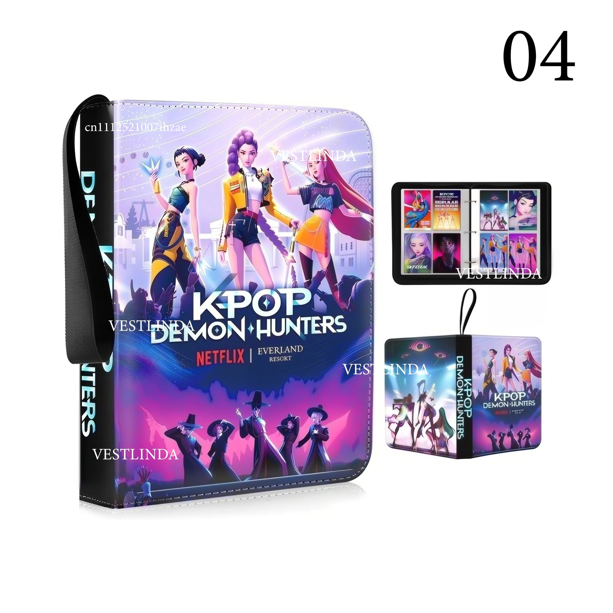 Kpop Demon Hunters Card Book - 400PCS PU Leather Zipper Storage