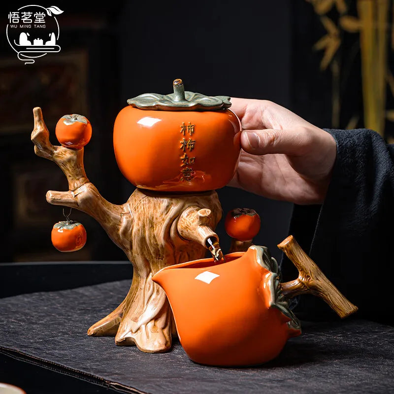Persimmon Automatic Tea Set - 9-Piece Ceramic Gift for Tea Lovers