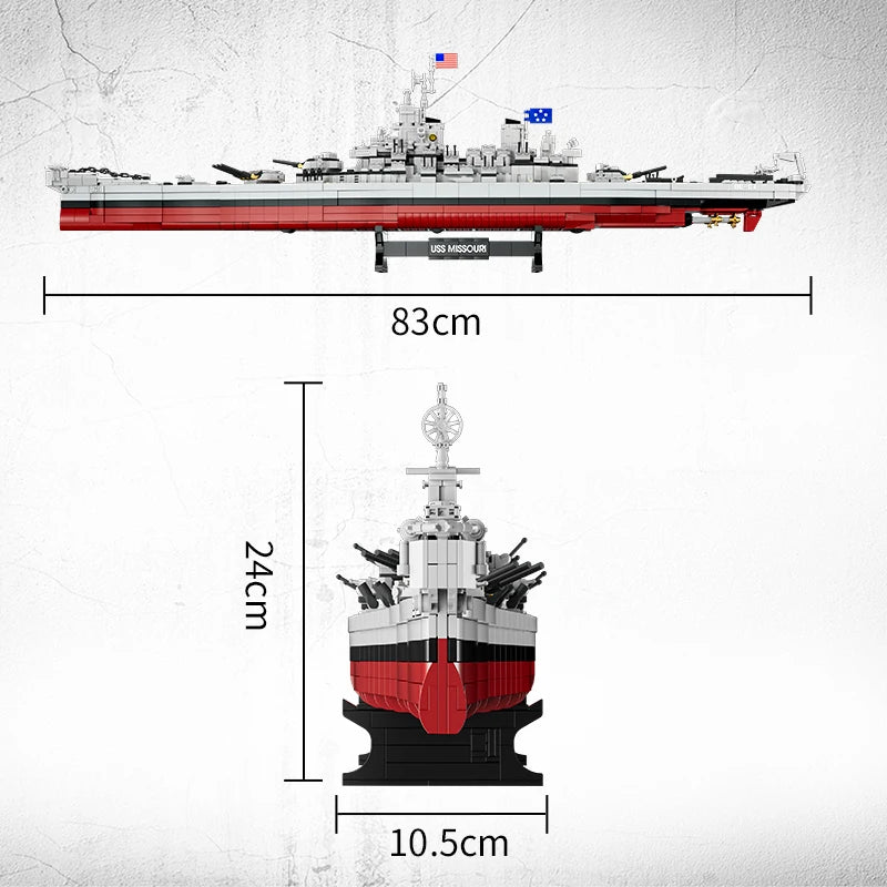 MOULD KING Military Missouri Battleship Model Building Blocks Set