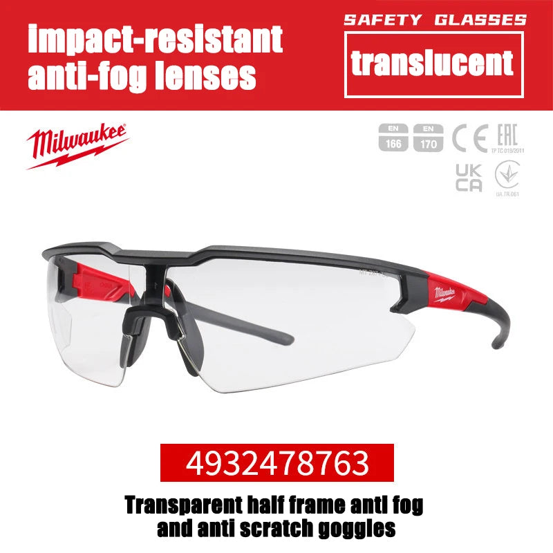 Milwaukee Impact Resistant Safety Goggles - Fog & UV Protected