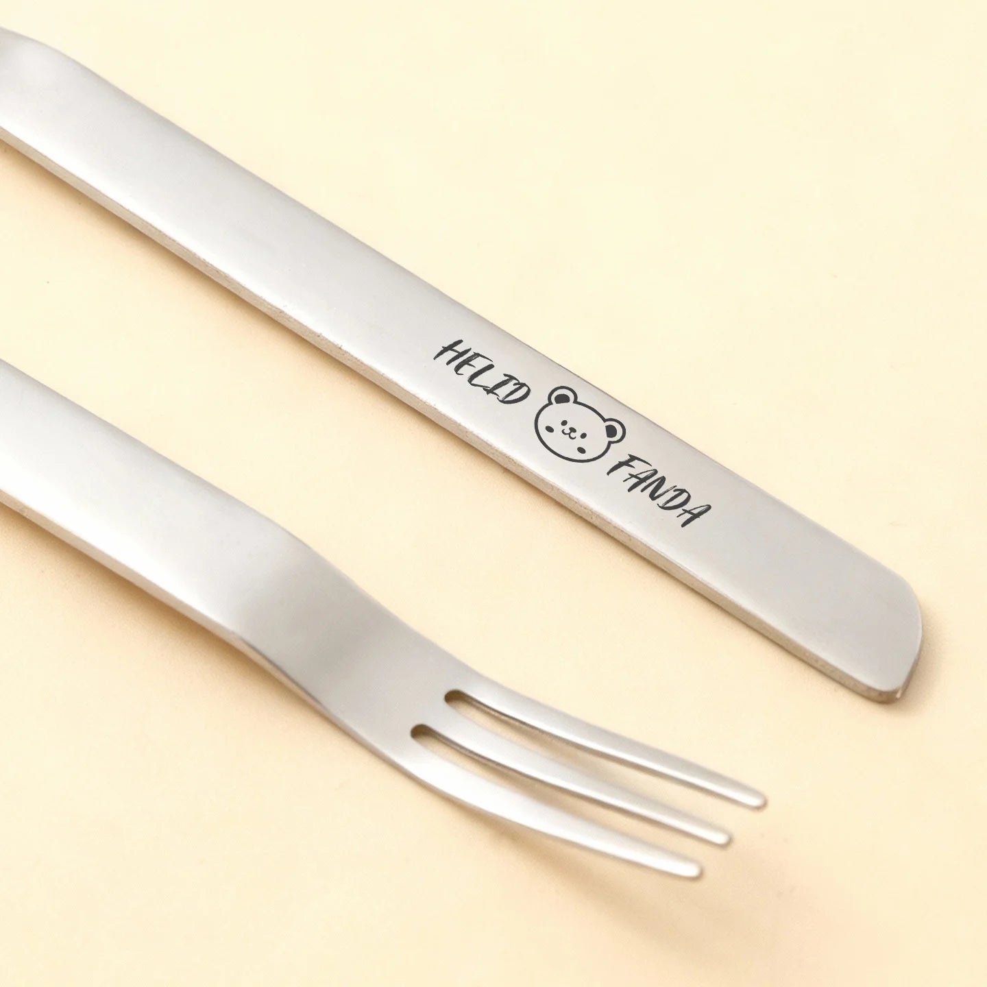 2-in-1 Dual-Purpose Long Handle Fork & Spoon Set - Reusable Stainless Steel
