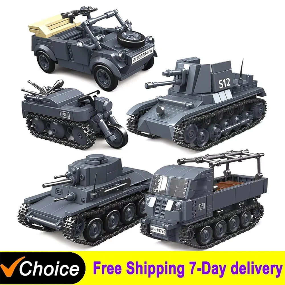 MOC Military Classic Kübelwagen & Sd.Kfz.2 Building Block Set
