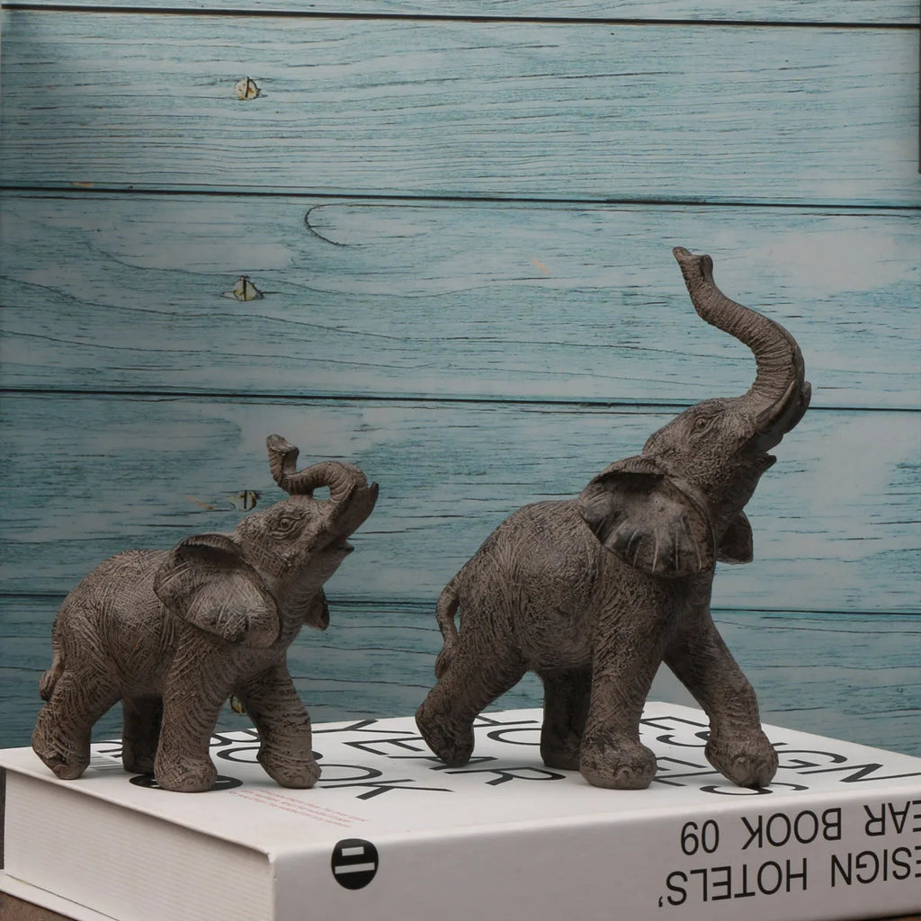 Elegant Elephant Statues for Home & Office Decor - Set of 2