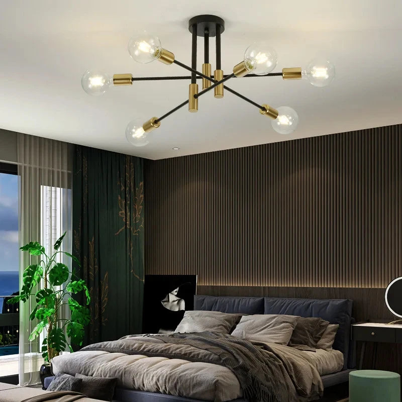 Retro Industrial Wrought Iron LED Ceiling Chandelier for Modern Decor
