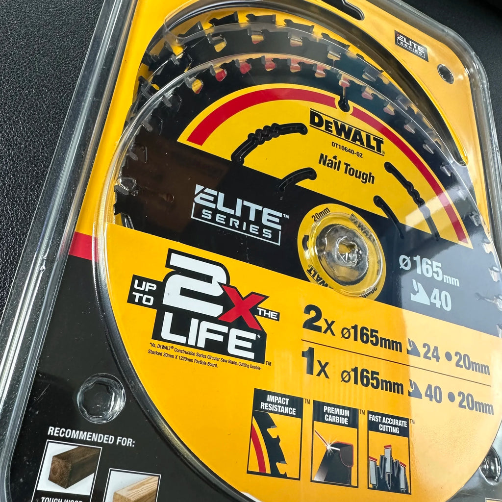 DEWALT Elite Circular Saw Blade - 3 Pack, 165MM, 24T & 40T