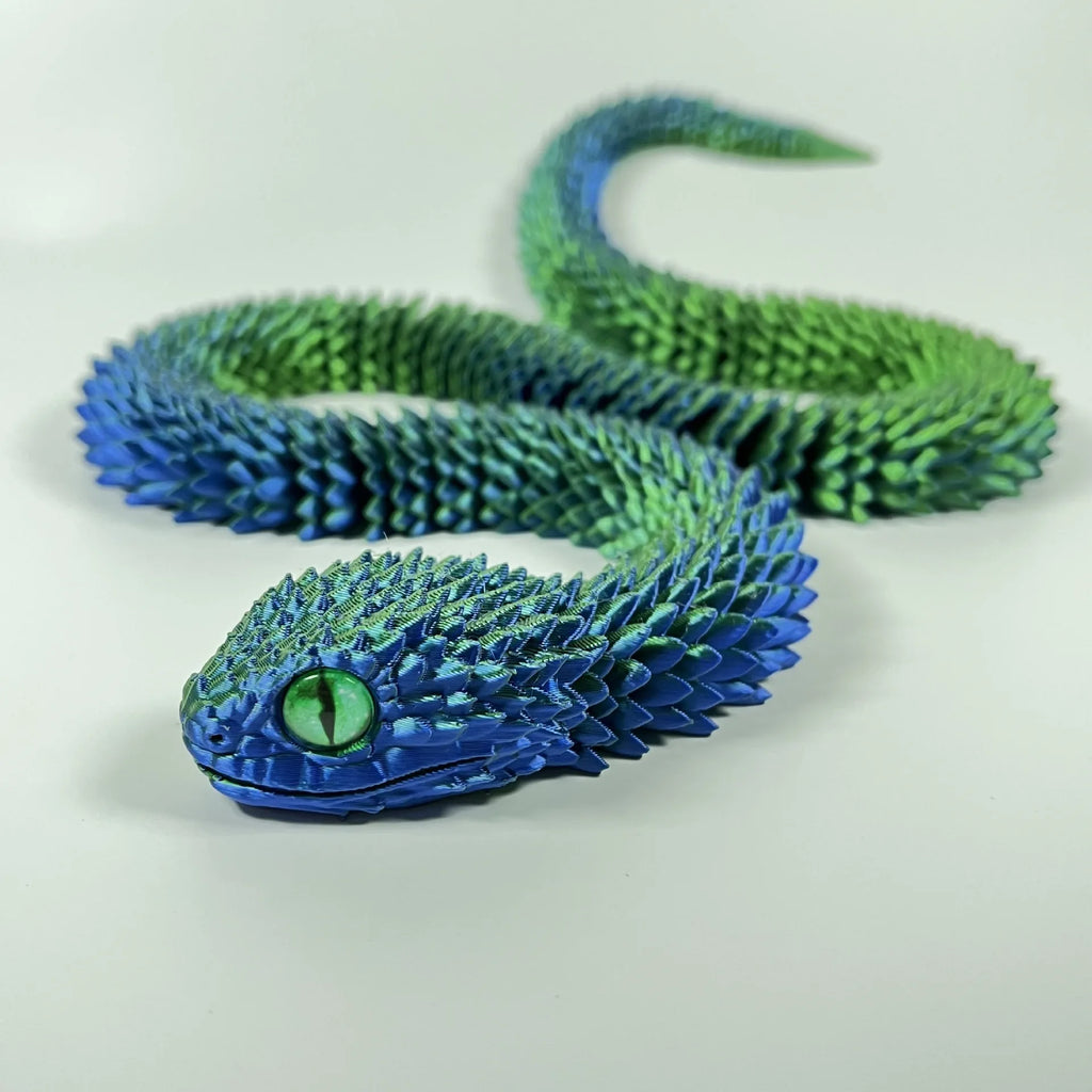 Glowing 3D Printed Viper Decoration with Movable Joints - 63cm
