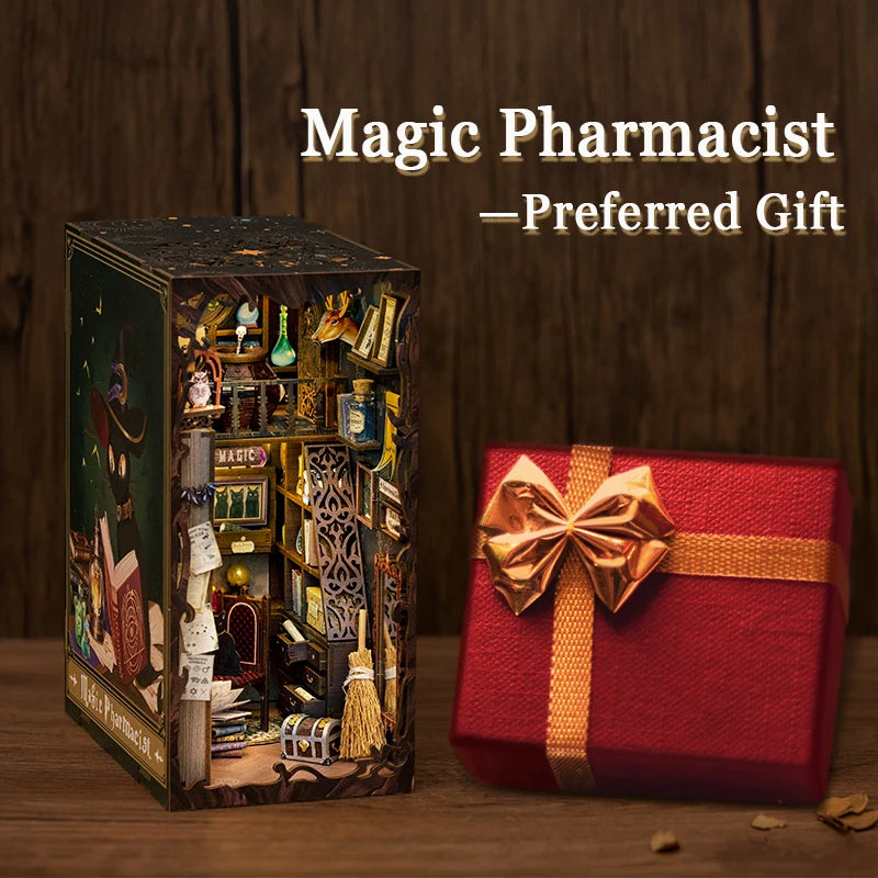 CUTEBEE DIY Miniature Book Nook Kit with Light - Perfect Christmas Decor