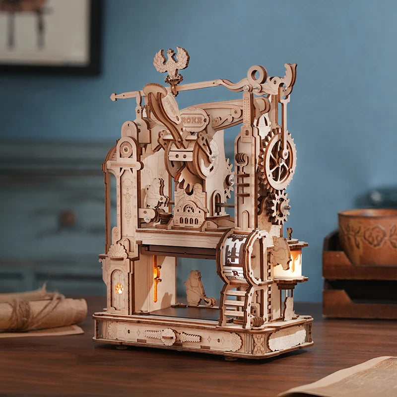 Robotime 3D Printing Press DIY Puzzle Kit with LED Light - Fun & Unique Gift