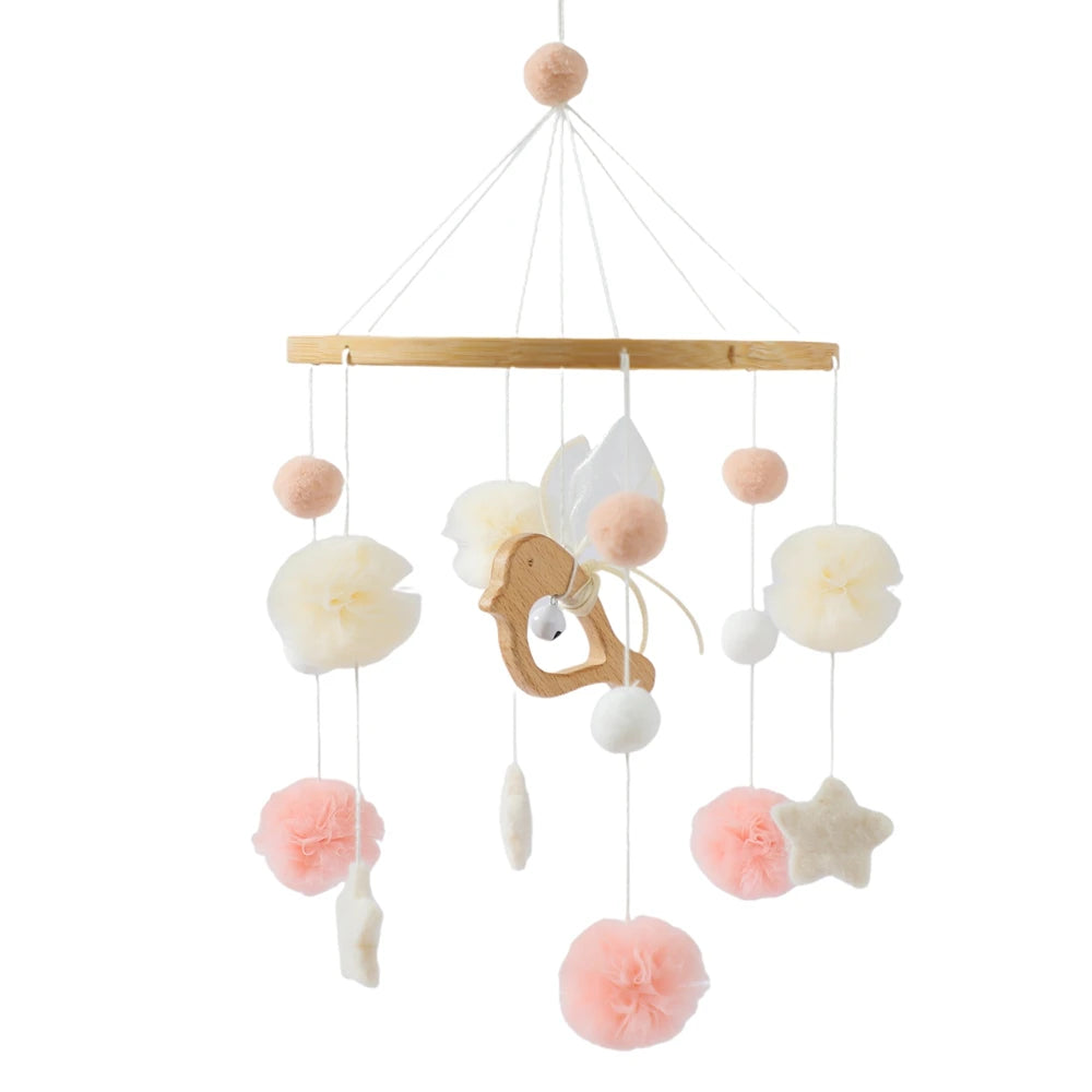 Colorful Wooden Hot Air Balloon Mobile Rattle | Baby Bed Bell Toy