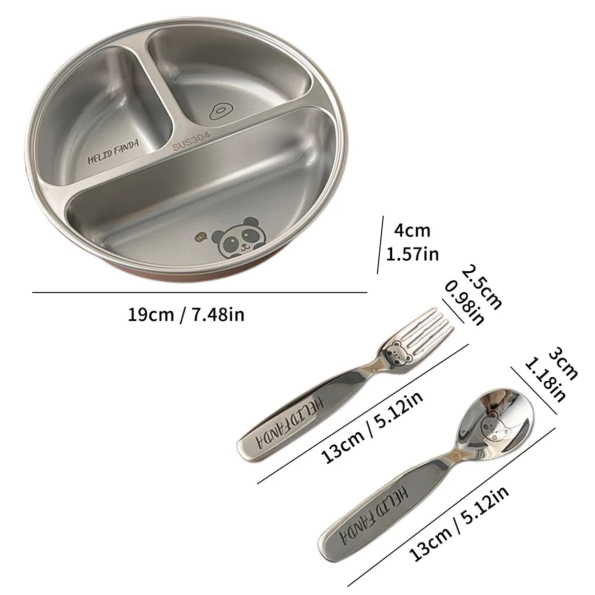 WORTHBUY Stainless Steel Divided Dinner Plate with 3 Compartments