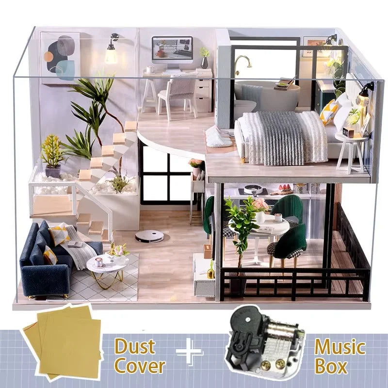 Cutebee DIY Mini Dollhouse Kit with LED Lights - Wooden Greenhouse