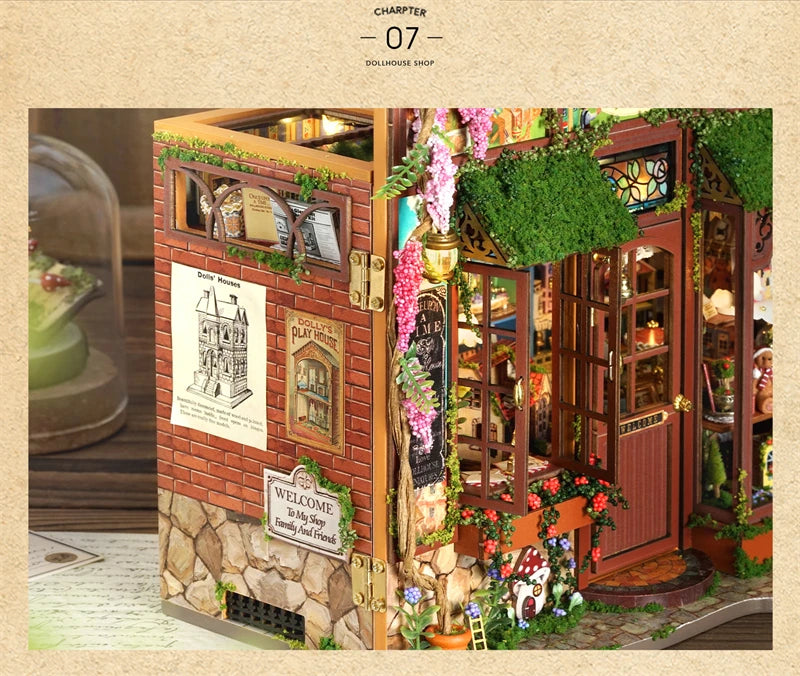 DIY Fairy-Tale Wonderhouse Wooden Miniature Dollhouse Kit with Furniture