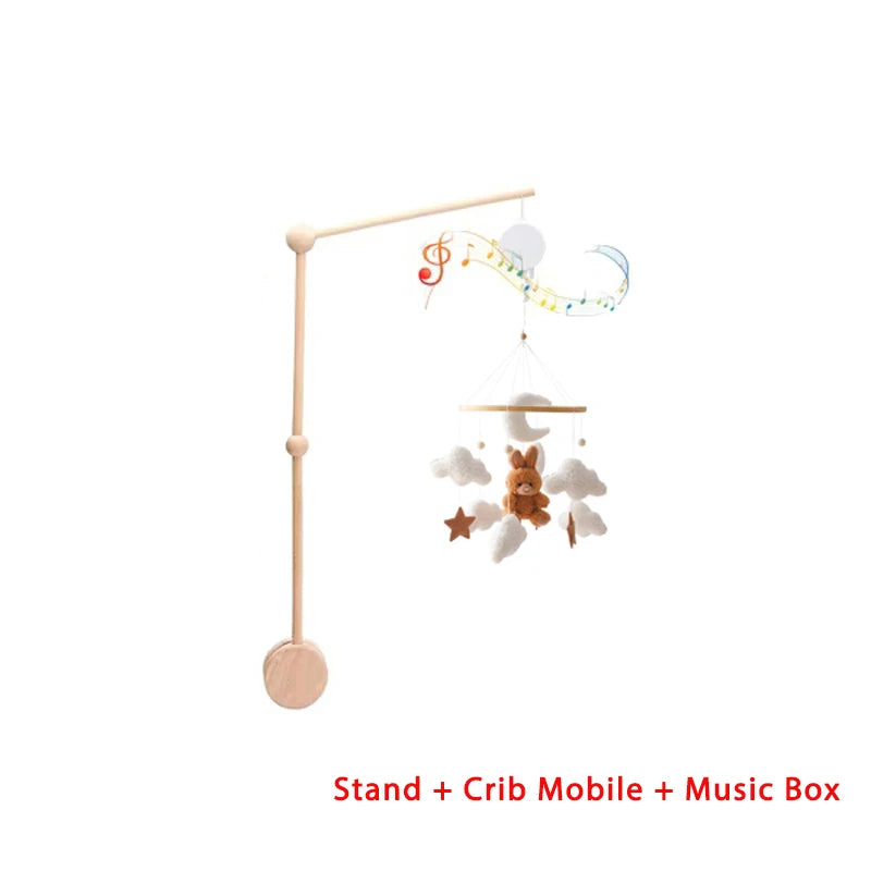 Dreamy Wooden Crib Mobile with Soft Felt Cartoon Bear & Gentle Bells