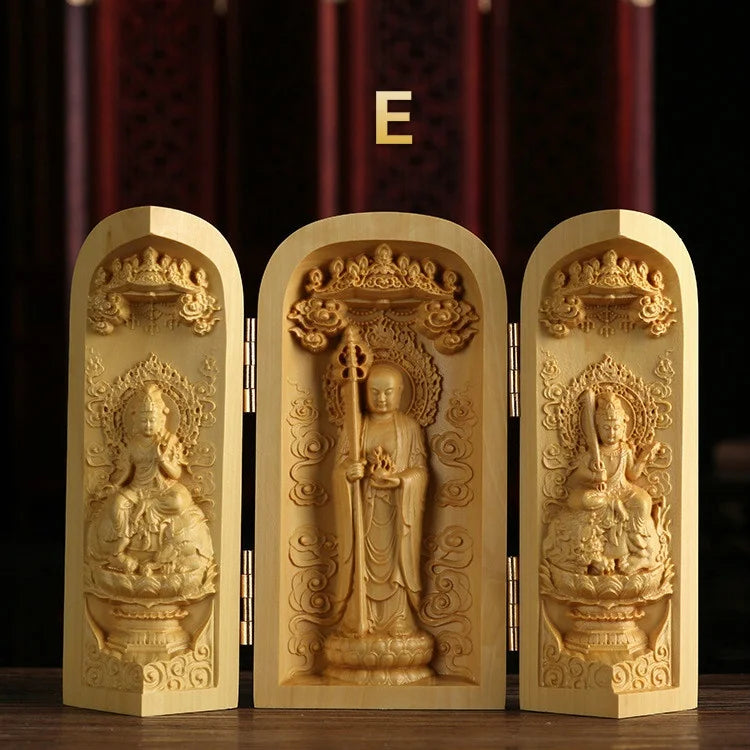 Boxwood Guanyin Buddha Statue - Elegant Wooden Art Decor