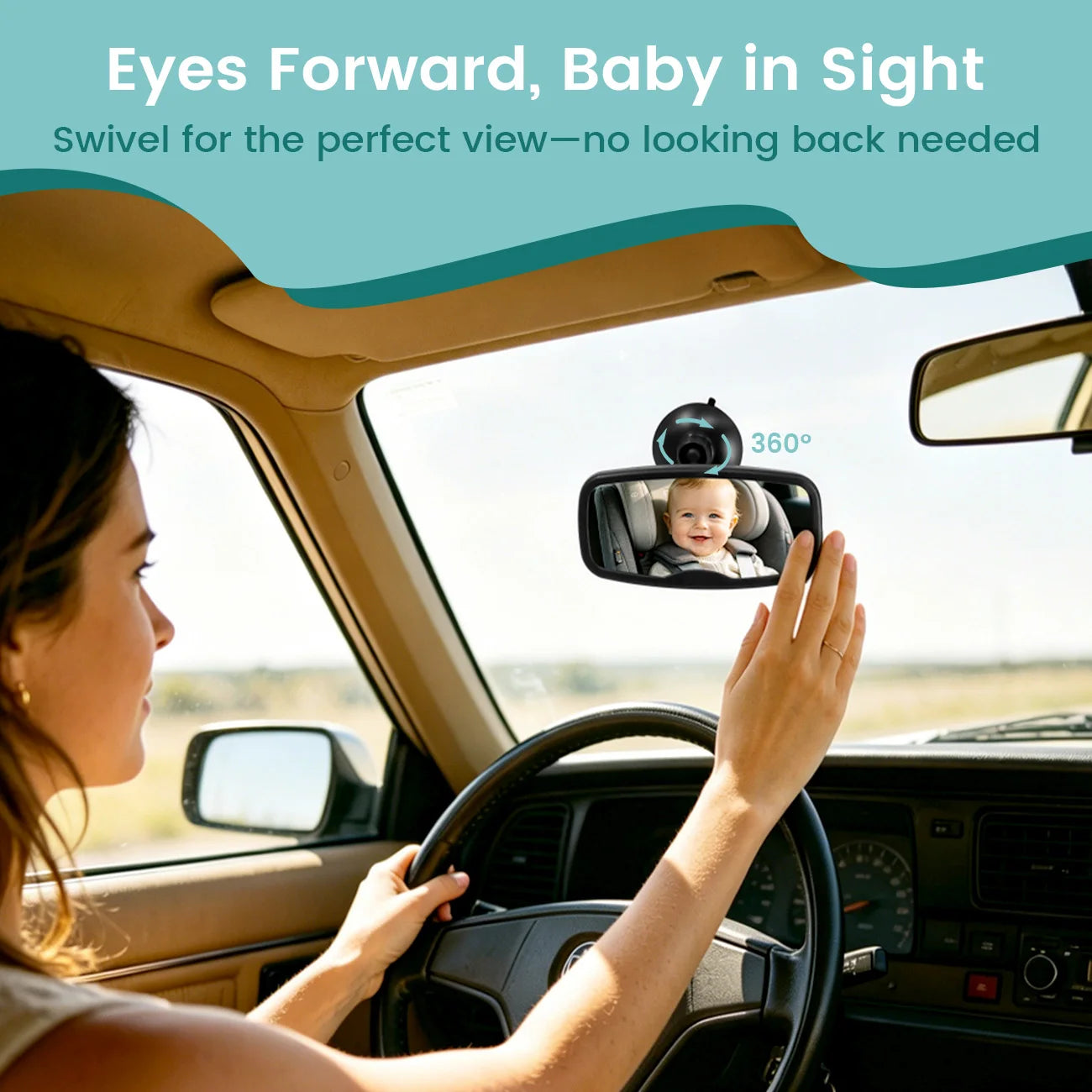 Shatterproof 360° Baby Car Mirror - Adjustable Rear View Observation