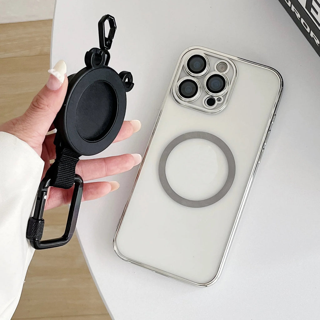 Magnetic Mobile Phone Holder with Retractable Carabiner - Anti-Lost Stand