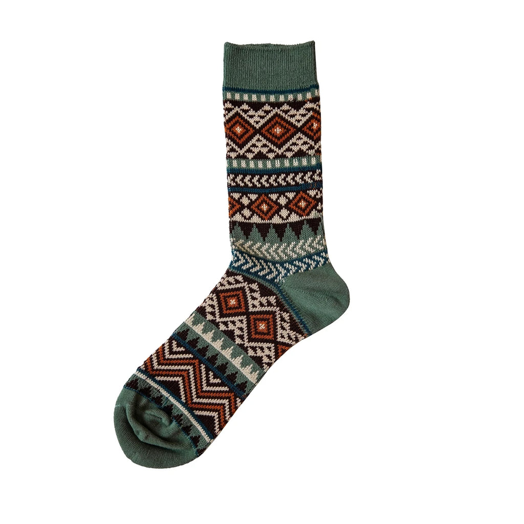 5 Pairs Vintage Fair Isle Crew Socks for Boots - Stylish Comfort