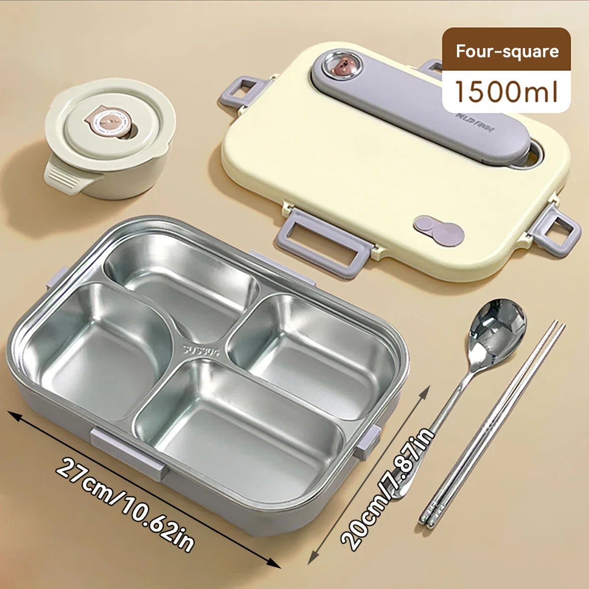 WORTHBUY Eco-Friendly Stainless Steel Bento Box - Microwave Safe