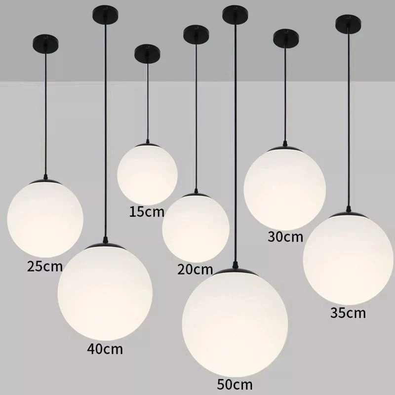 Modern Nordic Glass Ball Pendant Light - Elegant Brass & Black Design