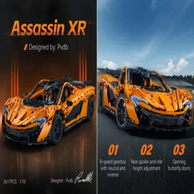 Cada 1:10 Smiling Assassin Racing Car Model Building Blocks