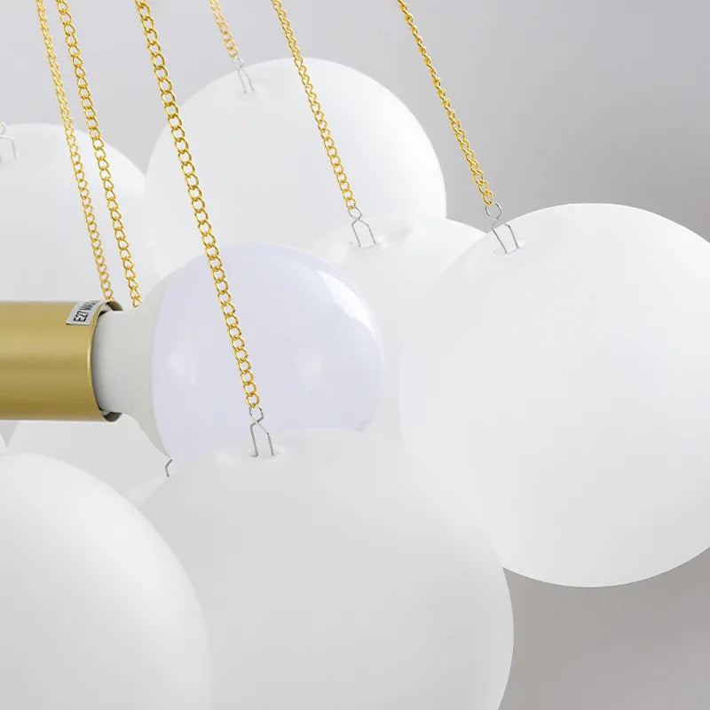 Nordic Bubble Ball Chandelier - Stylish Cream Glass Pendant Lamp