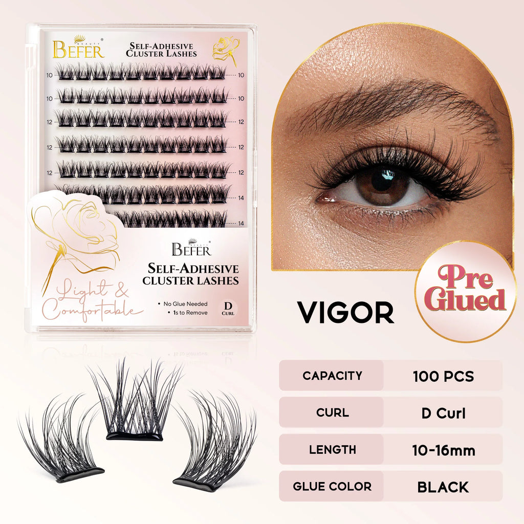 Befer No-Glue Self-Adhesive Lash Clusters - 120 Fluffy Eyelashes