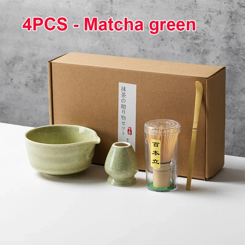 Authentic 4/5/6PCS Matcha Bamboo Whisk & Bowl Set - Perfect Tea Making Tools