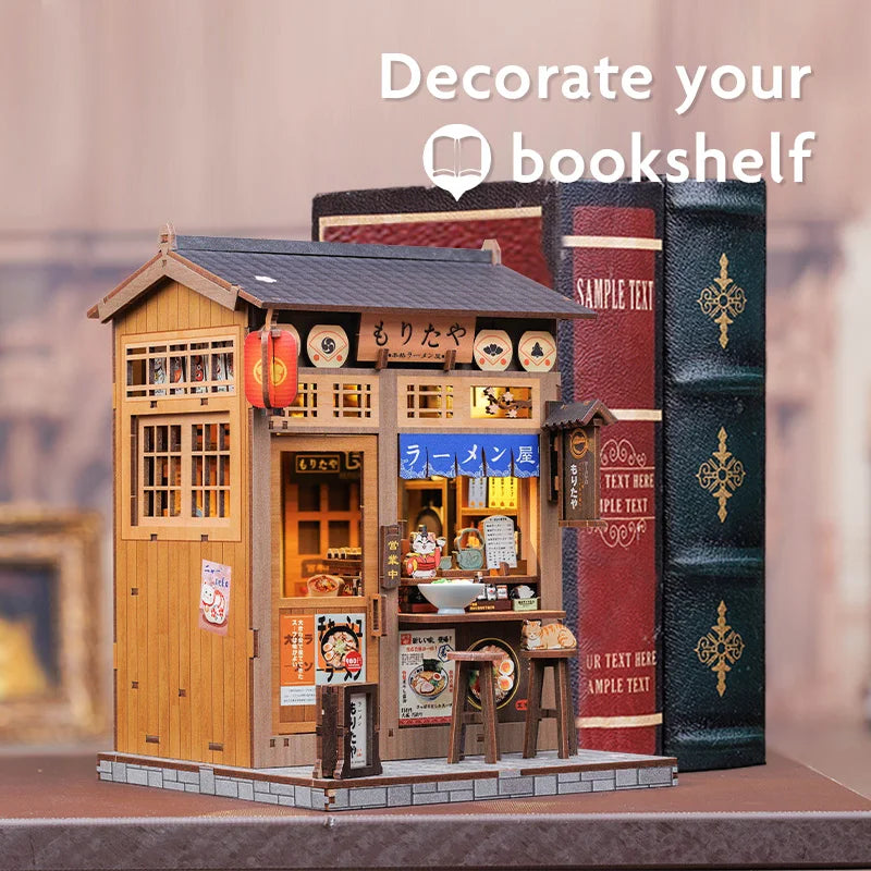 CUTEBEE DIY Book Nook Kit with LED Light - Enchanting Ramen Shop Design
