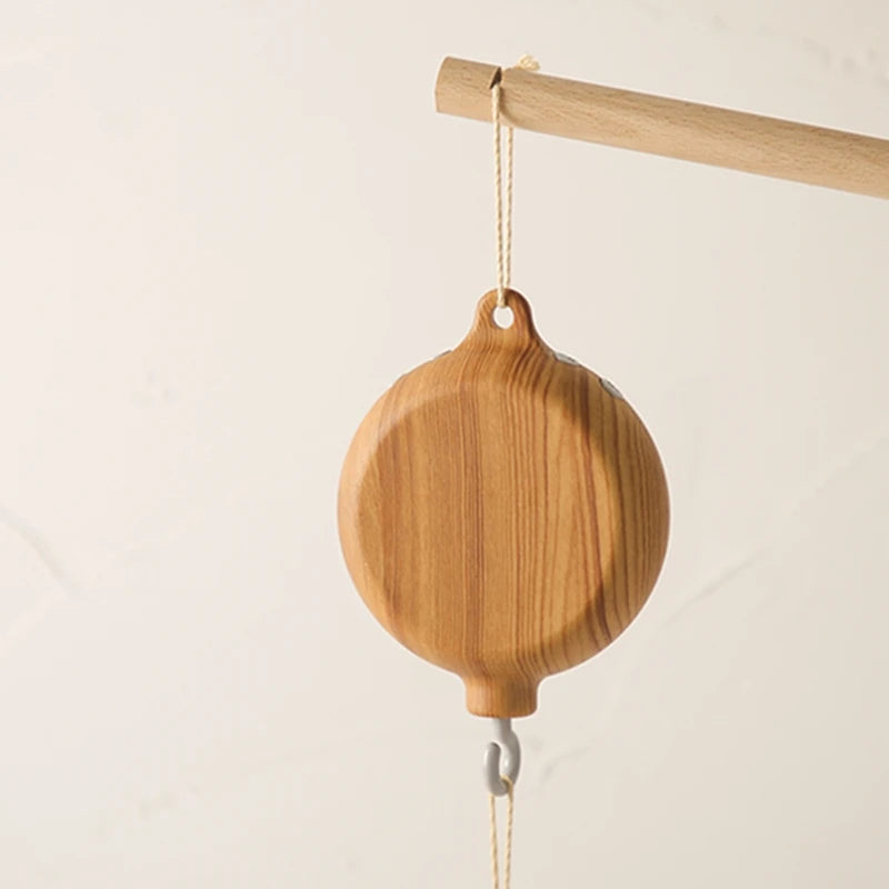 Wooden Crib Bell Music Box - Soothing Mobile Toy for Babies