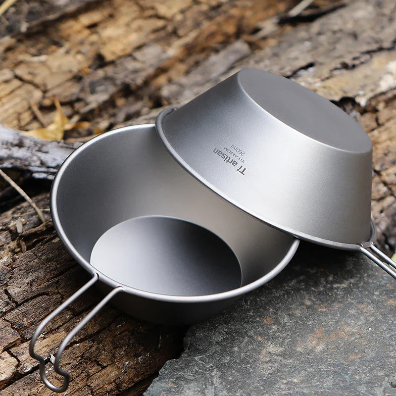 Tiartisan Ultralight Titanium Camping Bowl - 260ml with Fixed Handle