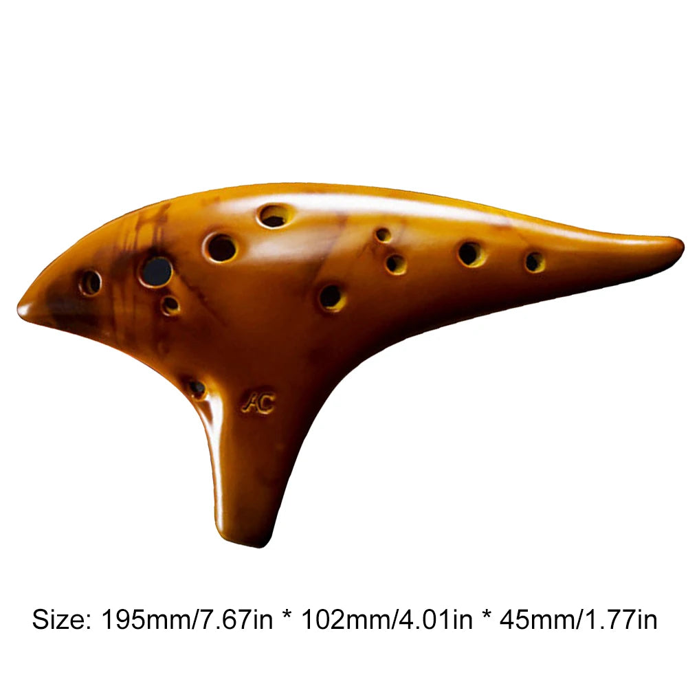 12 Hole Alto C Ceramic Ocarina with Song Book & Carry Bag - Perfect for Beginners